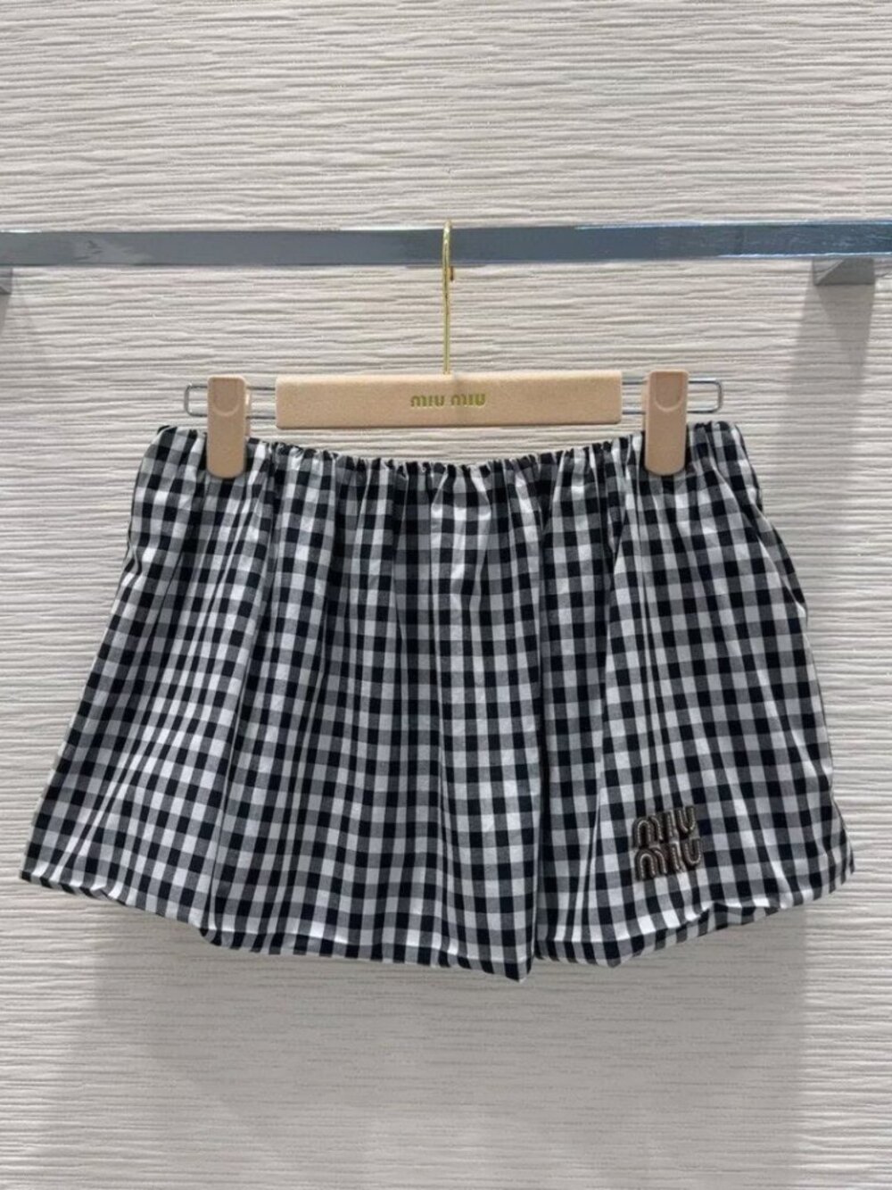 Miu Miu Black and White Gingham Two- Piece Skirt Set - Picture 5 of 9